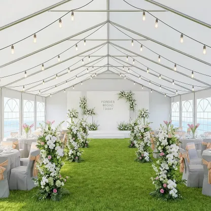 Carpa Grande para Exterior con Estructura de Acero, 32x16 FT/40x20 FT, Impermeable con Laterales Desmontables y Puerta Enrollable, Ideal para Bodas, Fiestas, BBQ y Camping