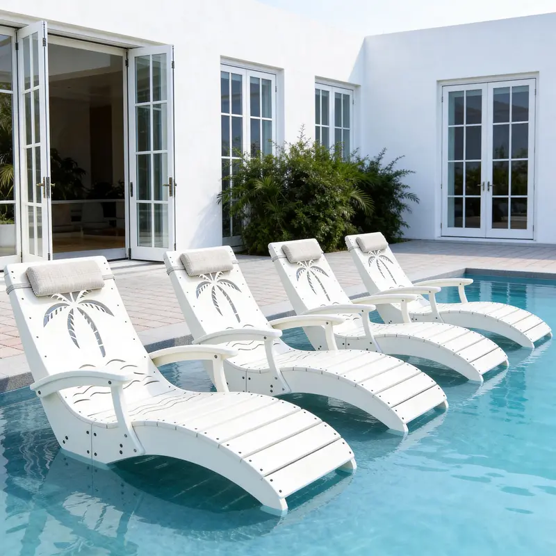 Set de 2/4/6 Tumbonas Plegables para Piscina, con Reposabrazos, Reposacabezas y Sacos de Arena, Resistentes a los Rayos UV y al Clima, para Jardín, Playa y Patio