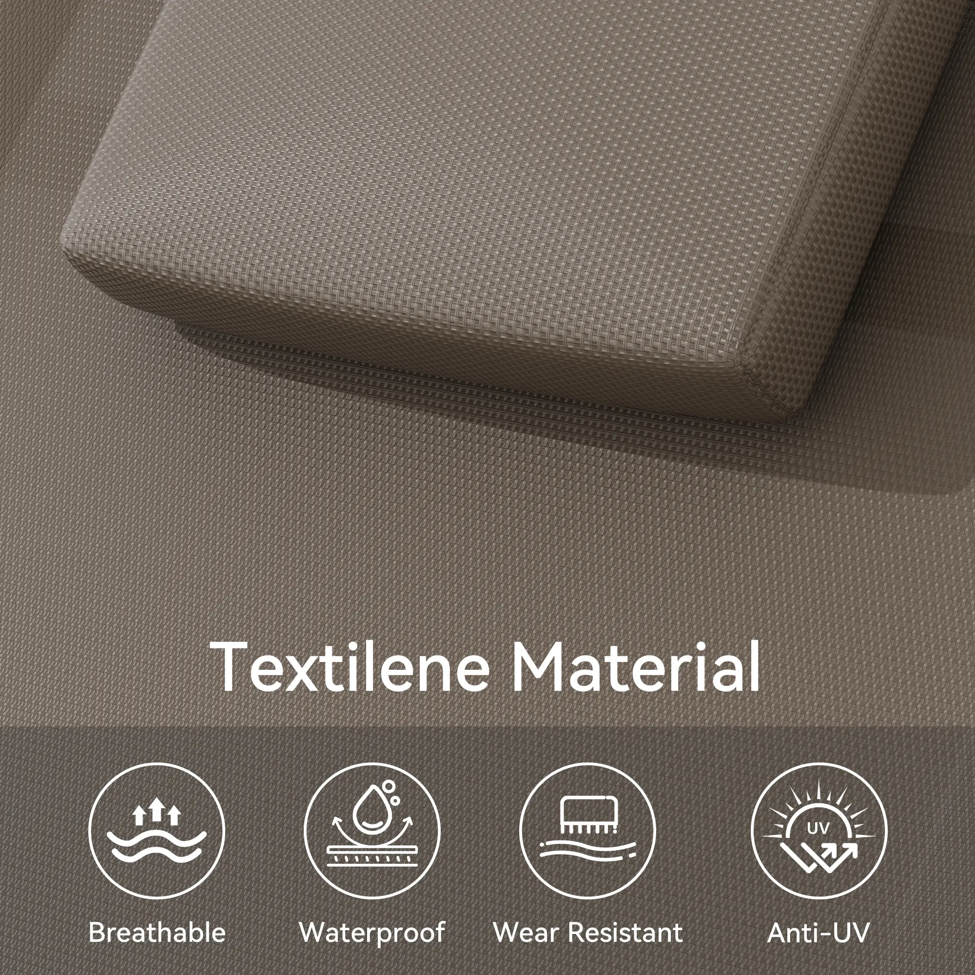 Oferta Flash para el Hogar – Silla Reclinable de Exterior Ajustable con Malla Transpirable, Estructura de Acero Resistente para Todo Clima, Reposabrazos de NBR y Almohada, Soporta hasta 300 lb, Ideal para Jardín, Patio y Terraza, Marrón/Gris