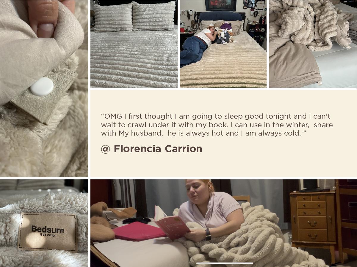 【Summer Sale Deals】Bedsure 6 Pieces Gentlesoft 2-in-1 Comforter Set and Detachable Fluffy Blanket,  All Season , SnapTech Design for Space Saving