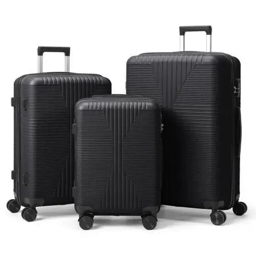 Set de 3 Maletas Rígidas de PP 20/24/28", Equipaje Ligero y Duradero con Cerradura TSA, Asas Superior y Lateral para Viajes