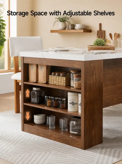 Isla de cocina de 61x31 pulgadas con luces LED y enchufes