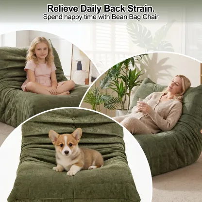 Sillón tipo puf para adultos, sofá puf extragrande relleno de espuma viscoelástica para el hogar o apartamento; sofá tipo «perezoso» con relleno y funda de piel sintética, ideal para niños y mascotas.