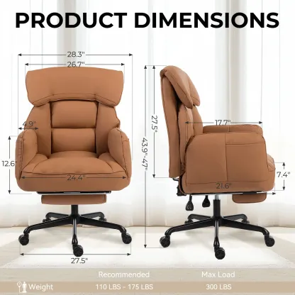 Silla de Oficina Ergonómica con Reposabrazos Abatibles, Asiento con Resortes Ensacados, Reclinable con Reposapiés y Base Metálica, Ideal para Oficina y Gaming
