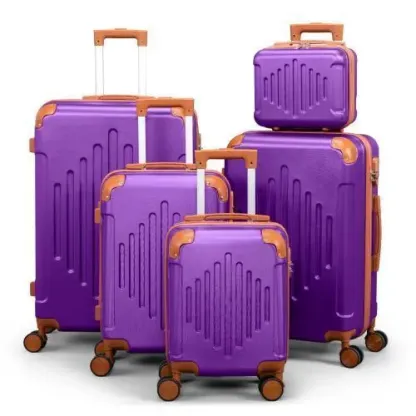 Juego de maletas de 5 piezas, set de maletas rígidas de ABS con ruedas giratorias dobles y candado TSA para viajes de negocios (tamaños 12/16/20/24/28)