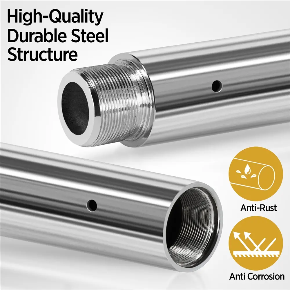 【Alta resistencia】Barra de baile profesional cromada y portátil de 45 mm; cuenta con dos modos (giratorio y estático), es desmontable y de altura ajustable (de 7 a 9 pies), ideal para uso doméstico.