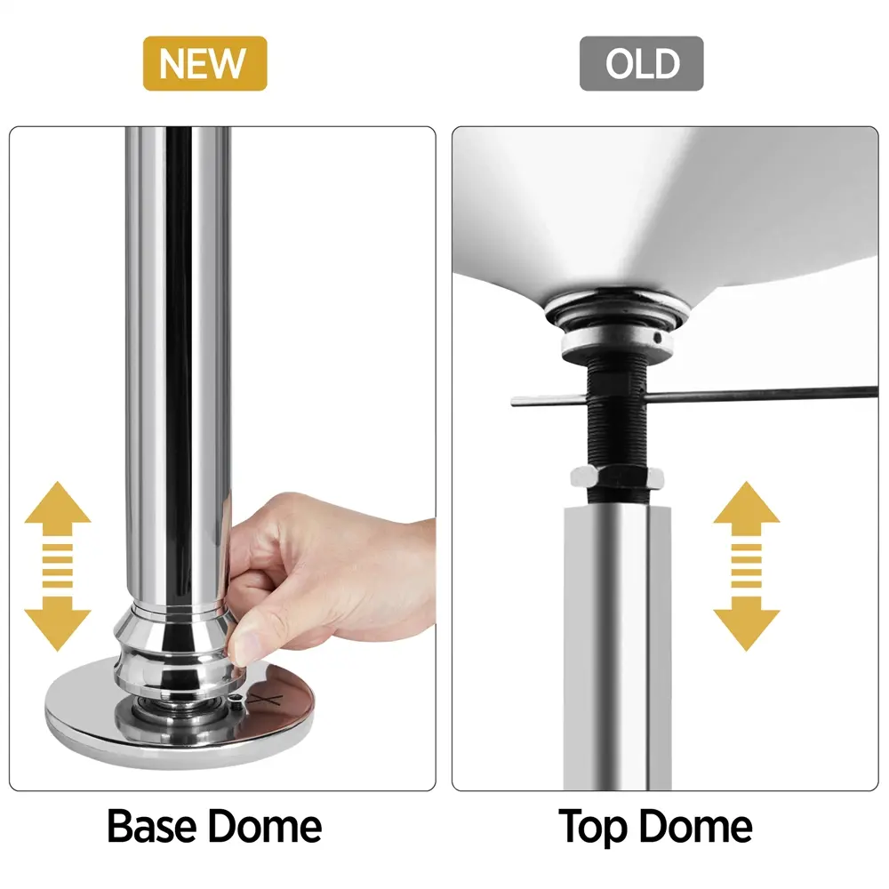 【Alta resistencia】Barra de baile profesional cromada y portátil de 45 mm; cuenta con dos modos (giratorio y estático), es desmontable y de altura ajustable (de 7 a 9 pies), ideal para uso doméstico.