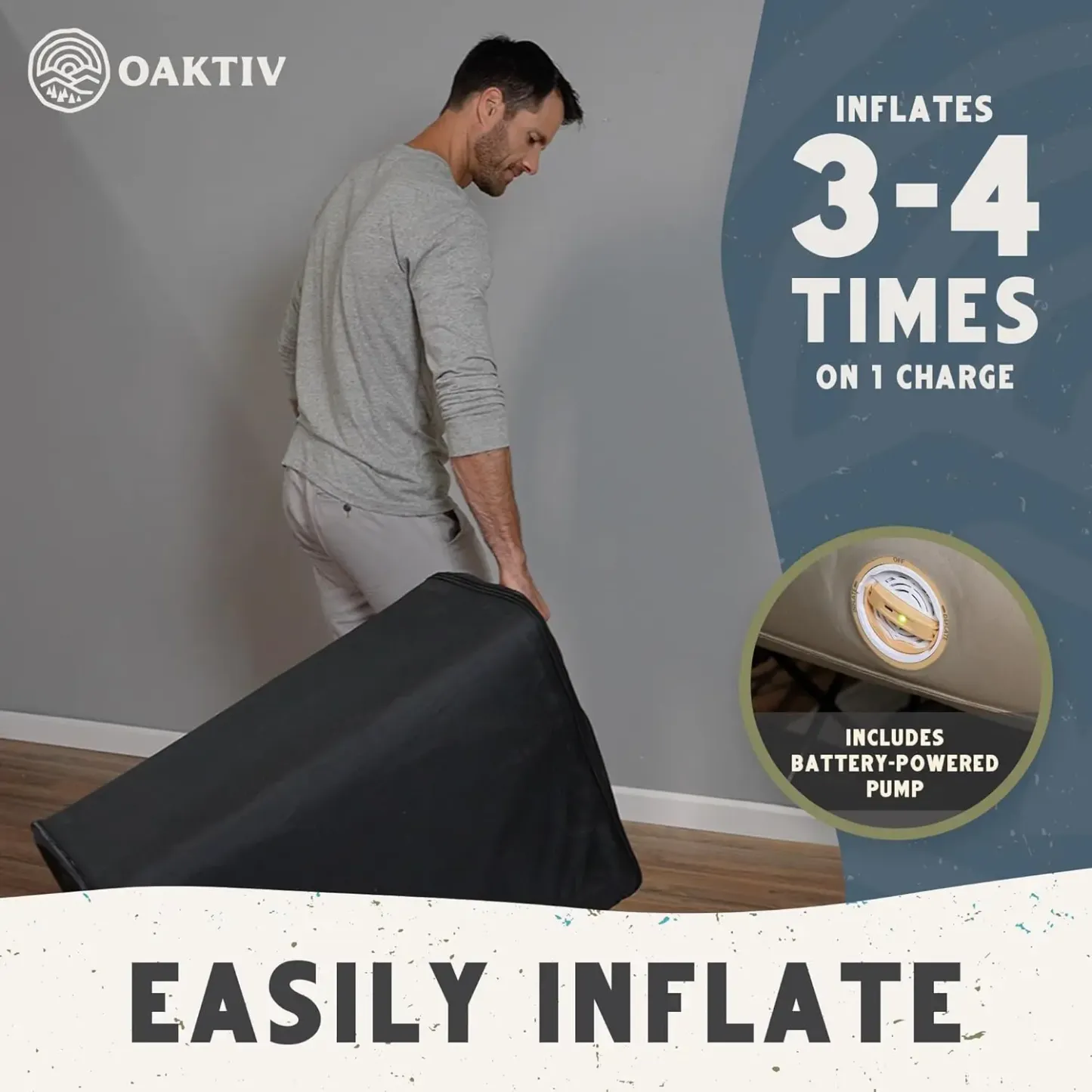 Colchón inflable tamaño Queen: capacidad de 660 libras, garantía de 5 años, autoinflable en 3-4 minutos, bomba a batería y estructura integradas, estuche con ruedas; la solución definitiva para habitaciones de invitados y acampadas.