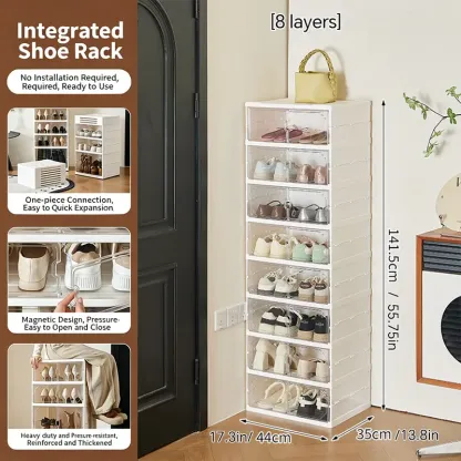 Zapatero Plegable de 10 Niveles con Puertas Transparentes Magnéticas, Capacidad para 20 Pares de Zapatos, Gran Capacidad, Apilable, Resistente, Ahorra Espacio y Sin Instalación