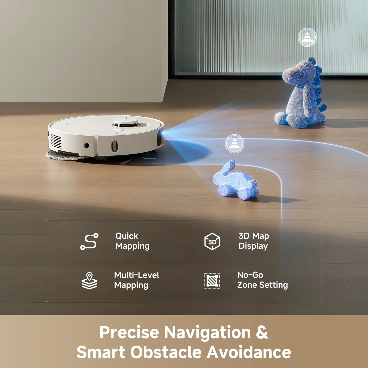Robot aspirador y fregasuelos D30 Ultra Lite, potente succión de 24.000 Pa, estación base todo en uno con vaciado automático para 100 días, tecnología MopExtend para limpieza de bordes y sistema inteligente de evitación de obstáculos.