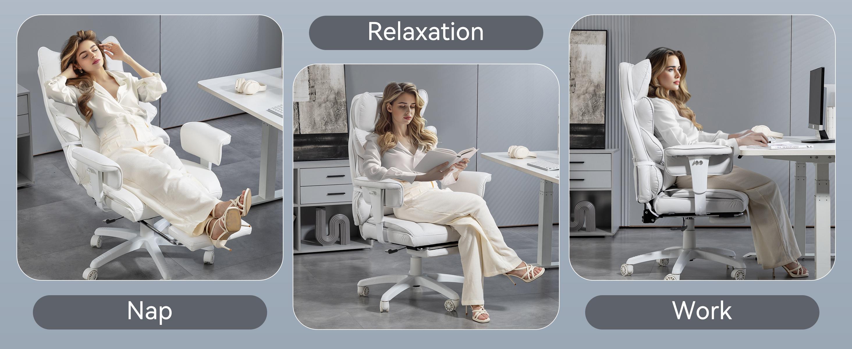 Summervibes Dowinx Big and Tall office chair, with pocket spring pad and waist support, high back computer game chair, adjustable armrests, executive office chair, foot rest