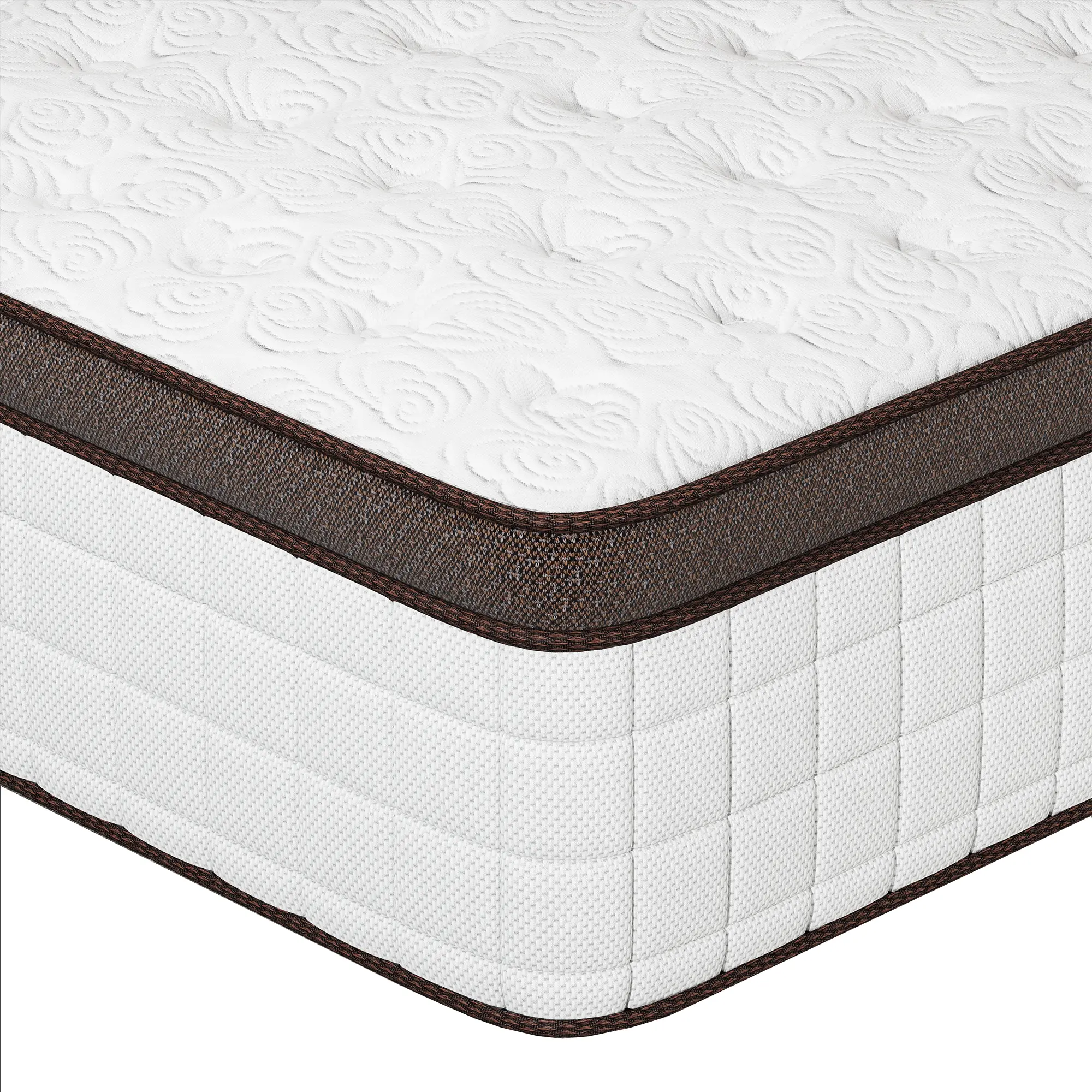 Colchón Híbrido de 8/10/12/14 Pulgadas con Espuma Viscoelástica Premium y Resortes Ensacados, Firmeza Media, Soporte Lumbar, Diseño Ergonómico, En Caja, Disponible en Twin, Full, Queen y King