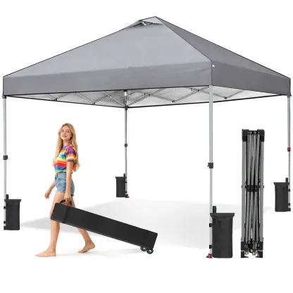 Carpa Plegable 10x10 Pies para Exterior, Instalación Rápida, con Techo Ventilado y Bolsa con Ruedas, Ideal para Patio, Jardín y Eventos
