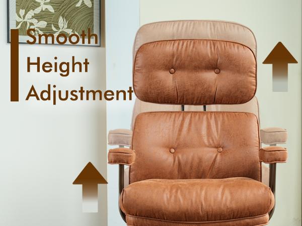 【SohoChic Sale】OVIOS Oversized Home Office Chair with Extra-Wide Seat, Big & Tall High Back Executive Chair, Mid-Century Modern Faux Leather Swivel Rolling Computer Desk Chair with Thick Cushions & Armrests