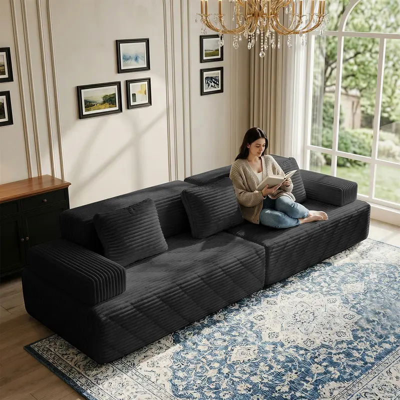 Sofá modular seccional sin estructura, chaise longue extragrande con asientos profundos, sofá cama modular Cloud, no requiere montaje, combinación libre, sofá seccional moderno. Sofá seccional sin estructura. Muebles de sala de estar.