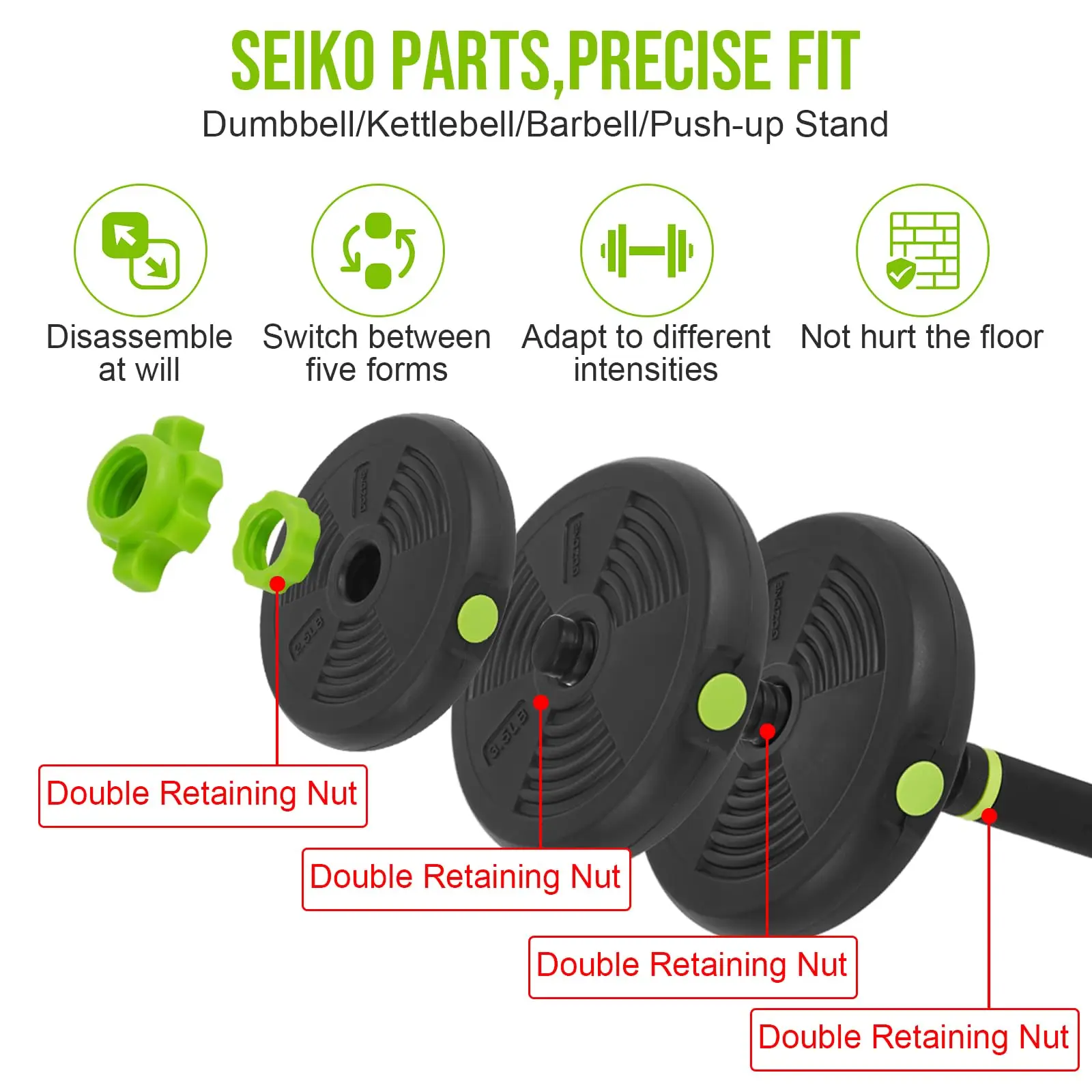 Juego de Pesas Ajustable 4 en 1 para Gimnasio en Casa – Se Convierte en Mancuernas, Barra, Pesa Rusa y Soportes para Flexiones, Equipo Multifuncional para Entrenamiento de Fuerza, 44 lb, Diseño Robusto y Ahorra Espacio