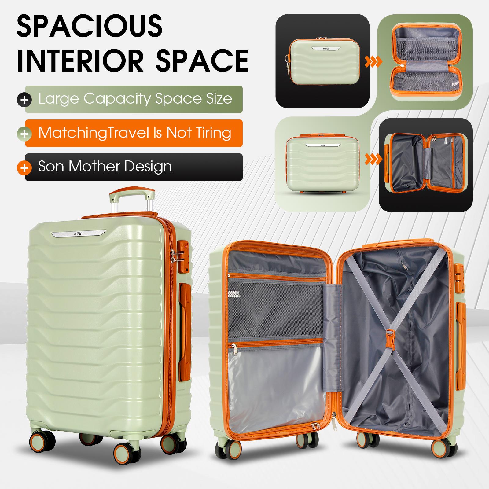 UUH Luggage Sets(3pcs/4pcs/6pcs/7pcs/8pcs) with TSA Locks - Suitcase for Travel, Hardshell Luggage Spinner Wheels Lightweight