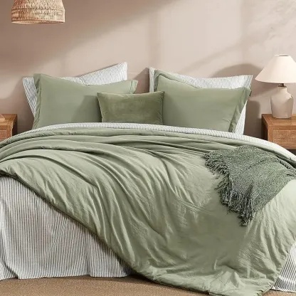 Juego de Cama de Microfibra de 7 Piezas, Edredón con Bolsillos de Doble Cara, Incluye Edredón, Sábana Plana, Sábana Ajustable y Fundas de Almohada, Estilo Moderno