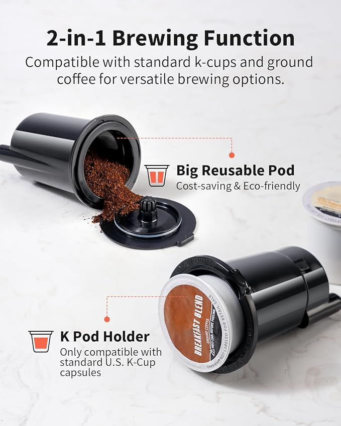 Hot & Iced Coffee Maker for K-Cups & Ground Coffee, Single-Serve Brewer with Bold Setting, Reusable Filter, Travel Mug Friendly, Compact & Quick Brew, Black Household Appliances espresso machine coffee bar supplies,home essentials tiktokshopbacktoschool