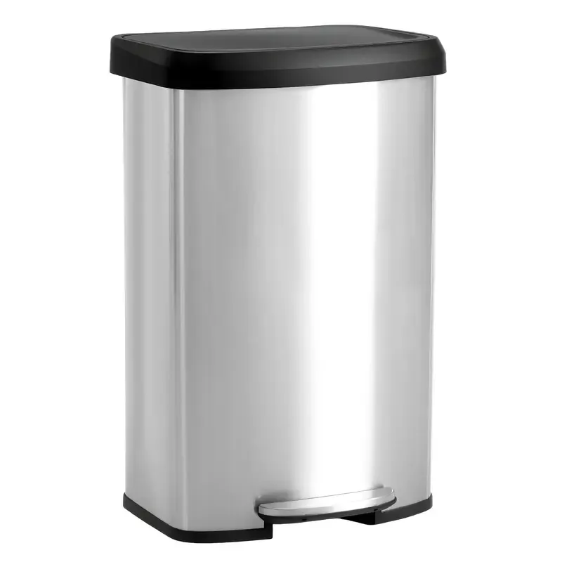 Bote de Basura de Cocina de 16 Galones de Acero Inoxidable, Doble Compartimento, Tapa con Pedal, Antihuellas e Impermeable, para Hogar y Oficina