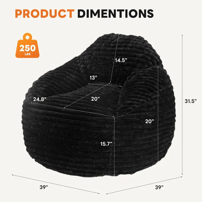 【Rebajas de verano】Sillón tipo puf de 39 pulgadas para adultos y niños, relleno de espuma viscoelástica, con respaldo y reposabrazos; sofá cómodo para sala de estar, dormitorio y habitación de estudiante.