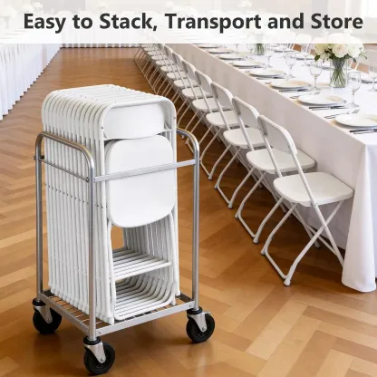 Sillas Plegables de Plástico Reforzado, Respaldo Ergonómico, Capacidad de 350 lb (159 kg), Apilables y Portátiles, Ideales para Interiores, Terrazas, Bodas, Fiestas, Reuniones, Patios y Jardines, Color Blanco.
