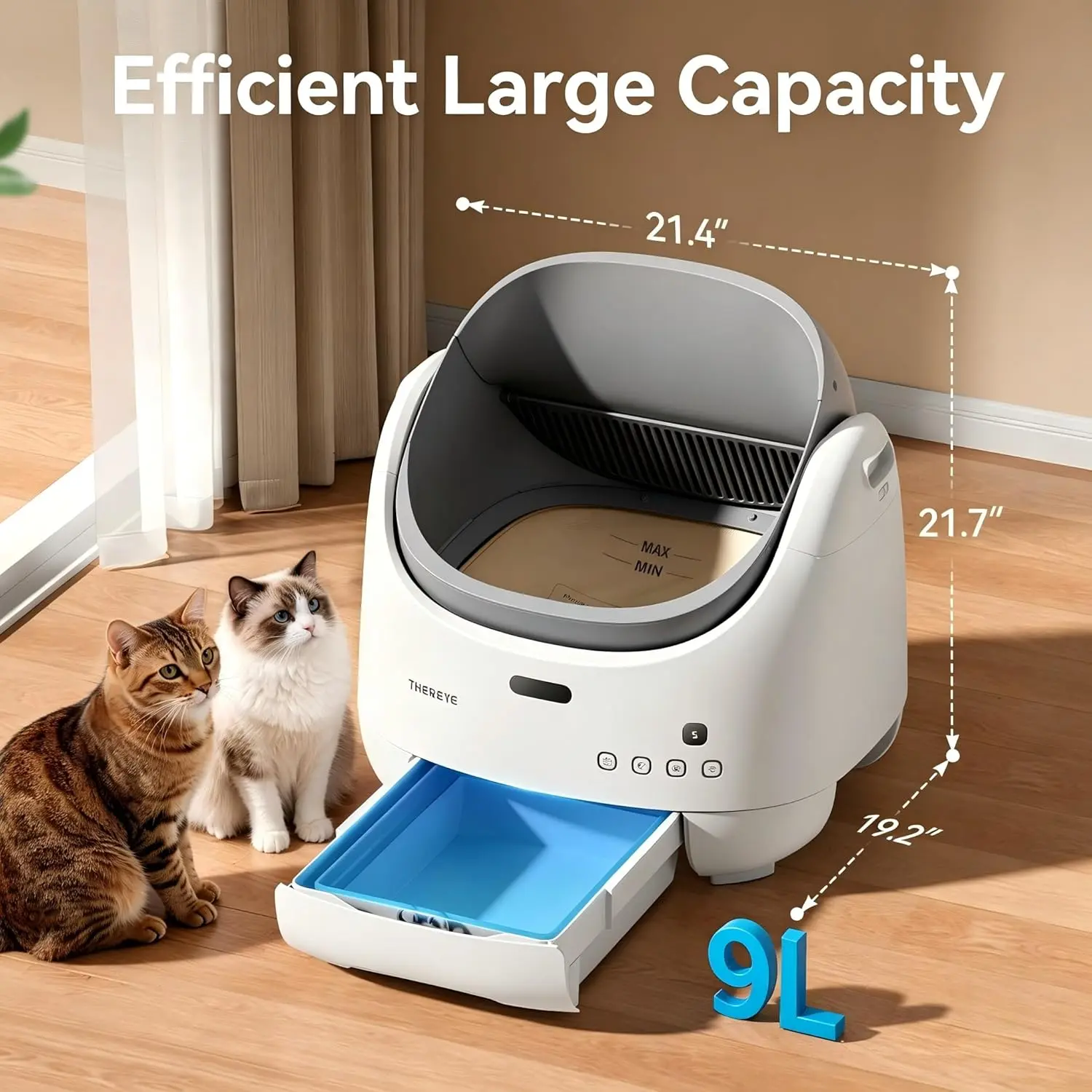 Arenero Automático Autolimpiante para Gatos SC06, con Control por App WiFi, Eliminación de Olores y Sistema de Desecho con Bolsas Incluidas