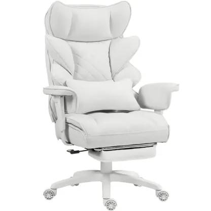 Silla de Oficina Ergonómica Grande con Soporte Lumbar, Cojín de Resortes, Respaldo Alto, Reposabrazos Ajustables y Reposapiés