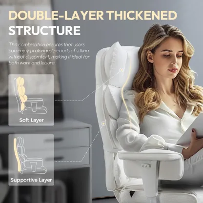 Silla de Oficina Ergonómica Grande con Soporte Lumbar, Cojín de Resortes, Respaldo Alto, Reposabrazos Ajustables y Reposapiés
