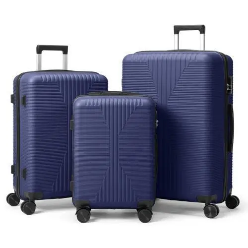 Set de 3 Maletas Rígidas de PP 20/24/28", Equipaje Ligero y Duradero con Cerradura TSA, Asas Superior y Lateral para Viajes