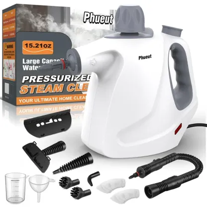 Mopa de vapor de alta presión de 1800 W: depósito de 1,5 L, 28 accesorios, limpiador a vapor multifunción para suelos y uso manual en el hogar, aparato de gran potencia sin productos químicos.