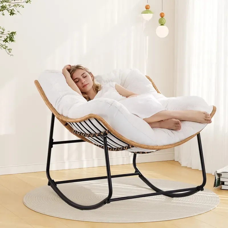 Silla mecedora de gran tamaño para interiores y exteriores: cómoda silla Papasan