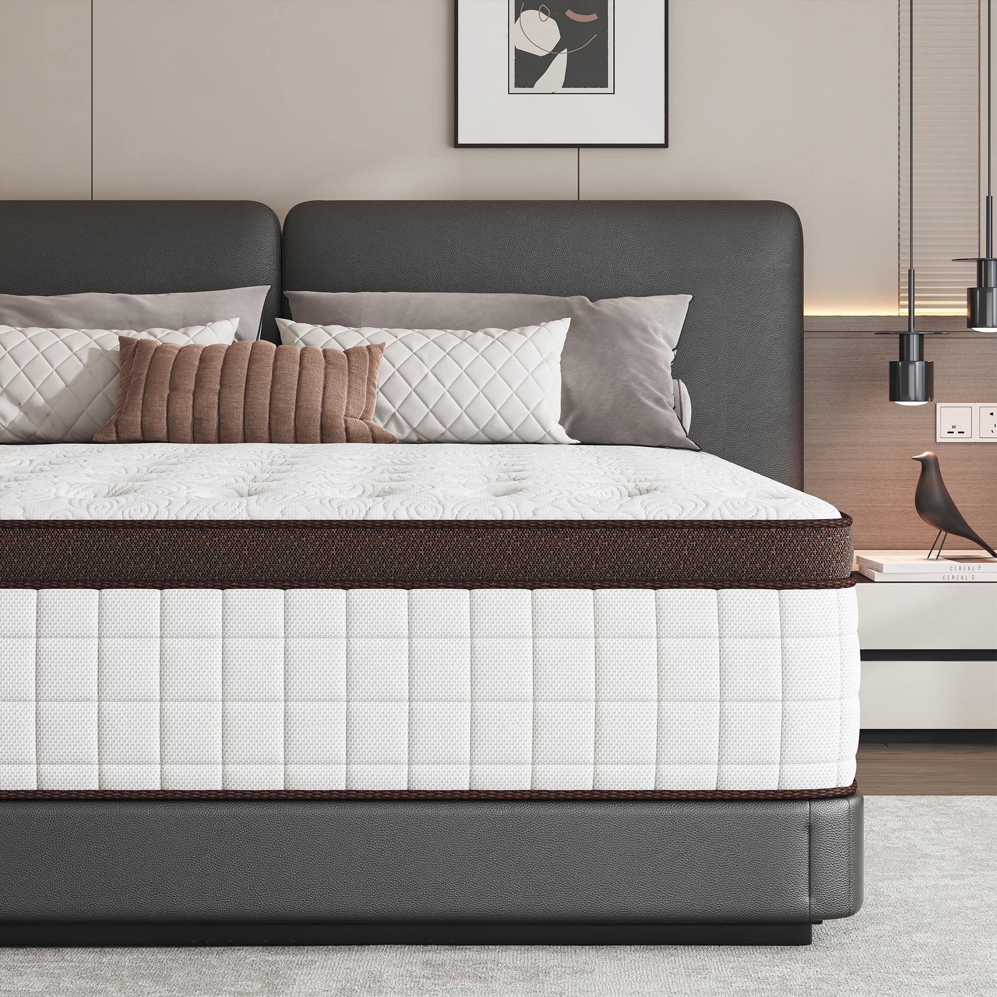 Hybrid Mattress with Premium Memory Foam and Springs, 8/10/12/14 Inch, Medium Firmness, Lumbar Support, Ergonomic Design, for Home Rooms and Hotels, Boxed Furniture Gift (Twin, Full Size Mattress, Queen, King),dorm essentials,home decor