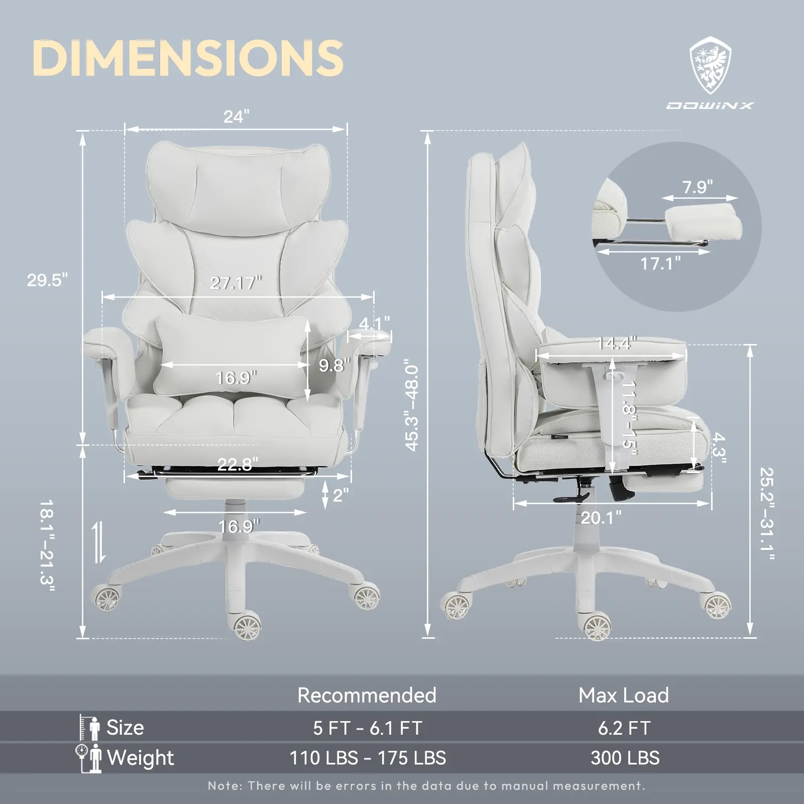 Silla de Oficina Ergonómica Grande con Soporte Lumbar, Cojín de Resortes, Respaldo Alto, Reposabrazos Ajustables y Reposapiés