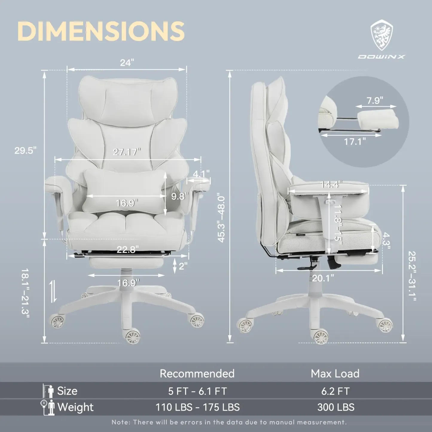 Silla de Oficina Ergonómica Grande con Soporte Lumbar, Cojín de Resortes, Respaldo Alto, Reposabrazos Ajustables y Reposapiés