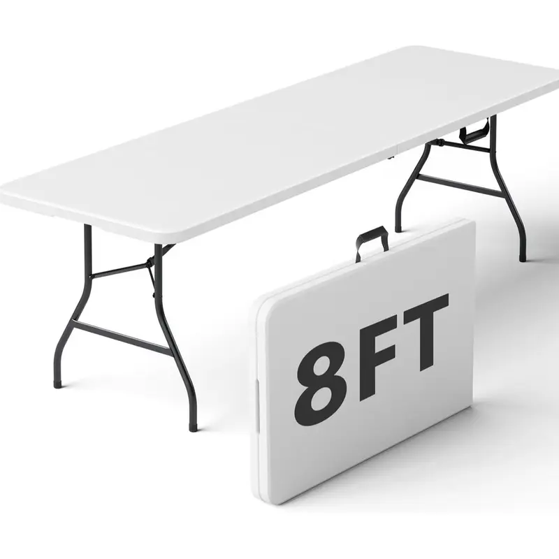 Mesa plegable de plástico blanco de alta resistencia de 6 pies con patas de acero