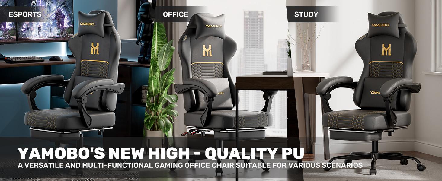 Dual-Purpose Video Game Chair for Adults - Ergonomic Minimalist Design, Back Support, Extra-Thick Durable PU Leather, Silent Swivel Casters, 100-135° Reclining, Footrest Dual-Purpose Video Game Chair for Adults - Ergonomic Minimalist Design, Back Support, Extra-Thick Durable PU Leather, Silent Swivel Casters, 100-135° Reclining, Footrest