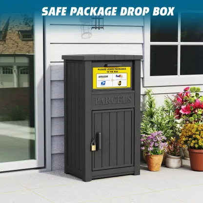 Buzón para entrega de paquetes en exteriores: caja con cerradura, resistente a robos e impermeable; apta para porches, zonas de acceso y áreas residenciales.