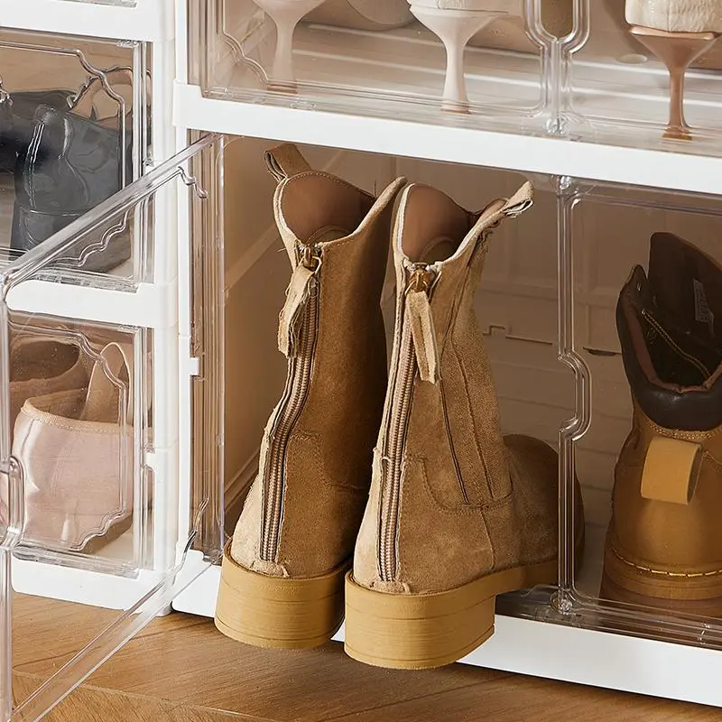 Zapatero Plegable de 10 Niveles con Puertas Transparentes Magnéticas, Capacidad para 20 Pares de Zapatos, Gran Capacidad, Apilable, Resistente, Ahorra Espacio y Sin Instalación