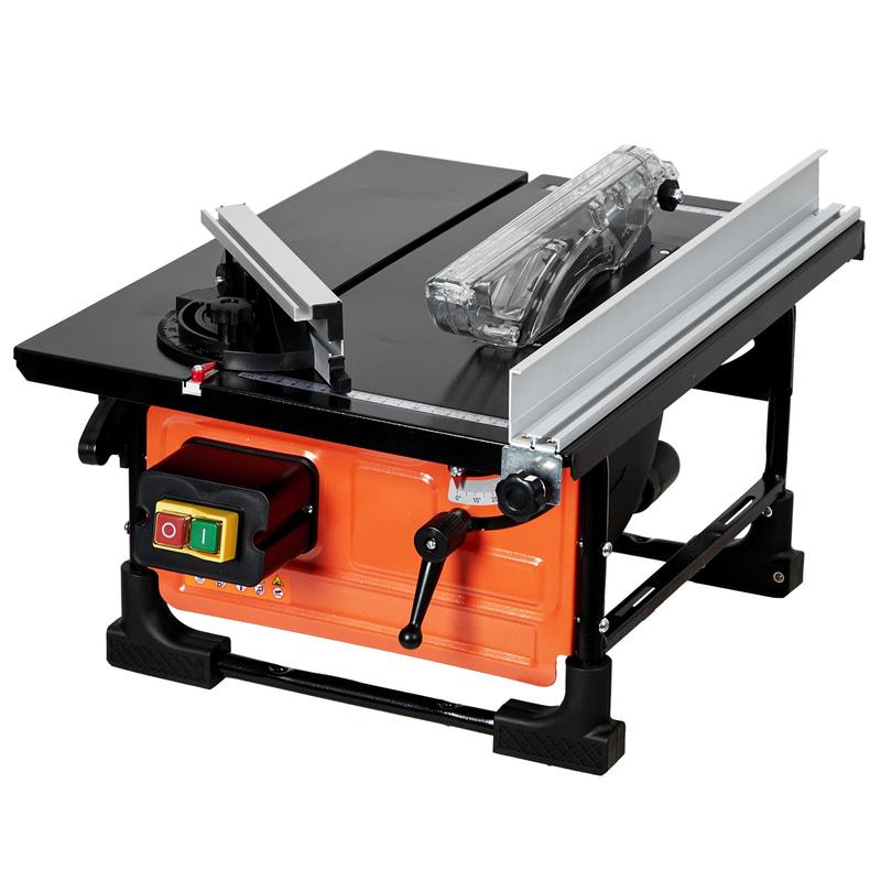 Sierra de mesa portátil de 8 pulgadas con velocidad de corte de 3576 RPM, disco de 24 dientes y sistema eficiente de recolección de polvo para cortes ajustables; ideal para proyectos de carpintería DIY y mejoras del hogar.