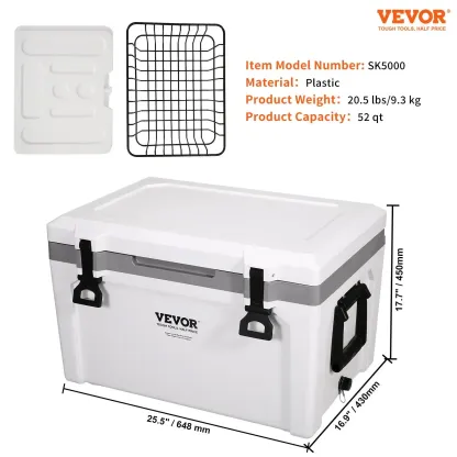 Nevera Portátil Aislante 350 Gold, 52 qt, Capacidad para 50 Latas, Conserva el Hielo hasta 6 Días, Asa Resistente y Superficie Antideslizante, Ideal para Camping, Viajes y Uso al Aire Libre.