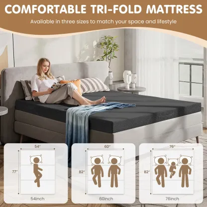 Sofá cama plegable convertible 5 en 1 (tamaño Queen) con colchón de tres pliegues y reposabrazos; sofá futón de suelo sin estructura para sala de estar, dormitorio o apartamento.