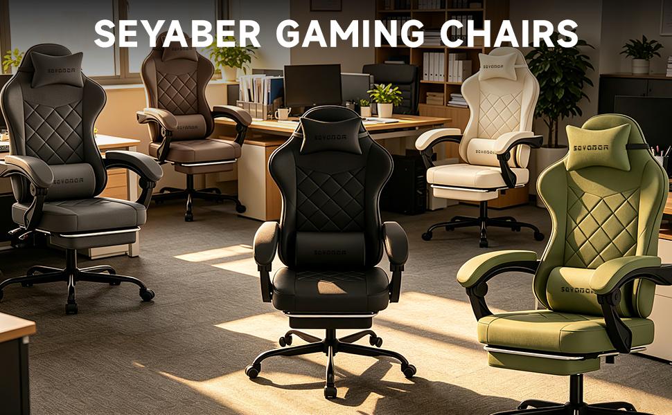 Solid-Color Minimalist Gaming Chair with Footrest | Ergonomic Reclining Office Chair. Breathable durable leather, spine-supporting, wide padded seat.300 lbs capacity. Ideal for home office, gaming and live streaming.    silent caster