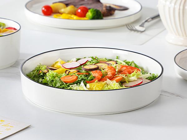 MALACASA LEAH Series Porcelain Tableware Set - 4/6-Person Ceramic Dinnerware Service Set, Chip-Resistant, Microwave & Dishwasher Safe Plates, Bowls & Pasta Dishes, Ceramic Dinnerware Set