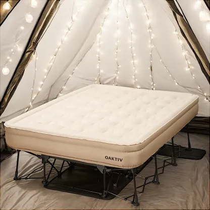Colchón inflable tamaño Queen: capacidad de 660 libras, garantía de 5 años, autoinflable en 3-4 minutos, bomba a batería y estructura integradas, estuche con ruedas; la solución definitiva para habitaciones de invitados y acampadas.
