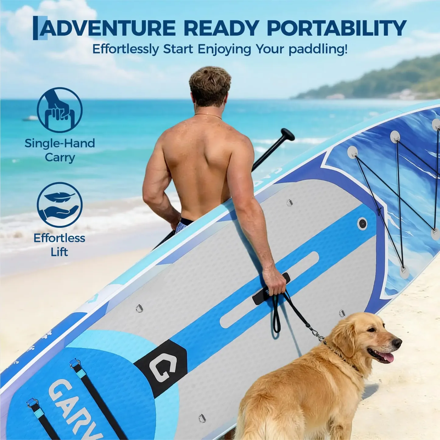 Tabla de paddle surf inflable extra ancha - 10'6" x 32" x 6" - Superficie estable y antideslizante - Capacidad de 450 libras - Accesorios de lujo: mochila, remo, bomba de aire y soporte para cámara - Ideal para yoga, pesca, surf y principiantes