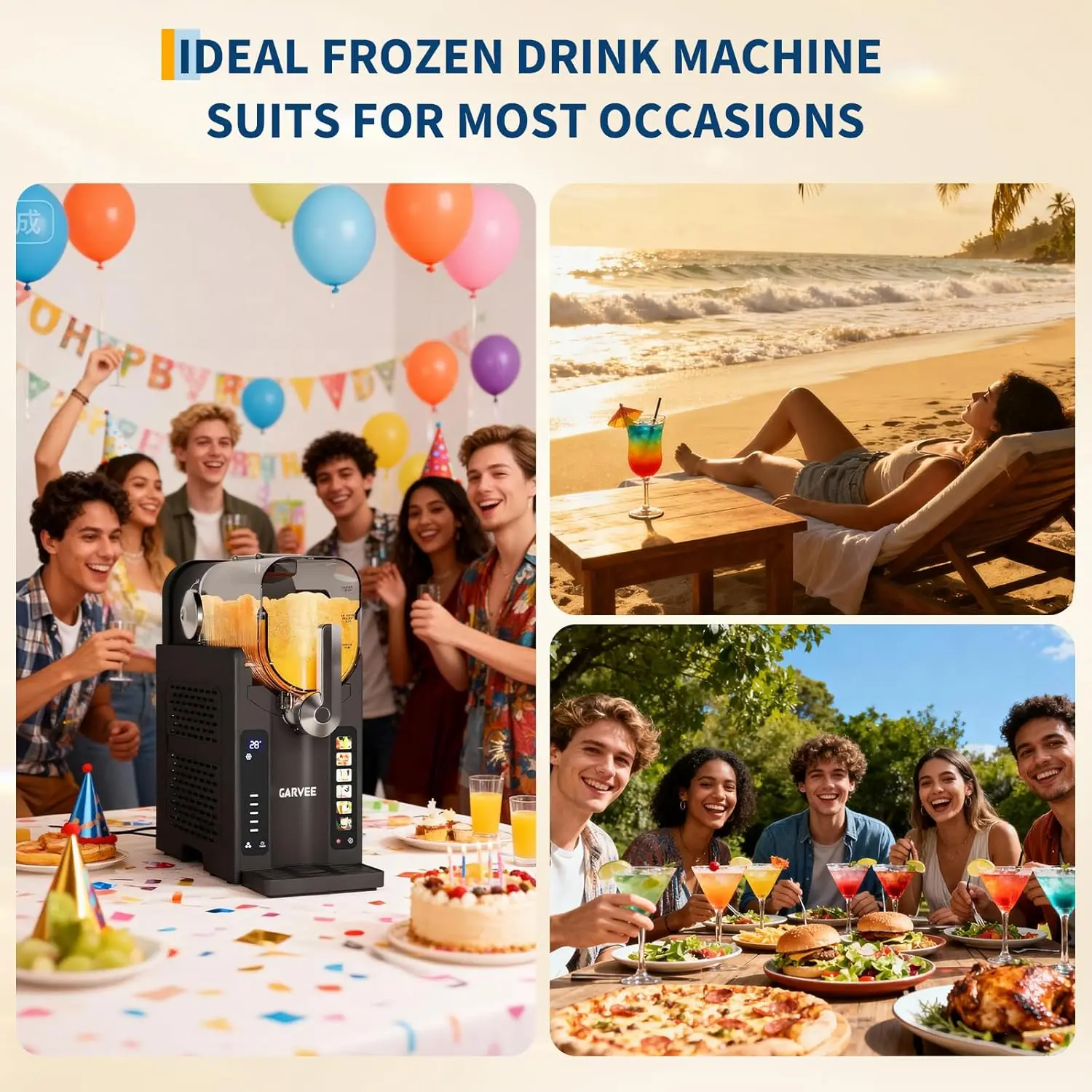 Máquina para Granizados para el Hogar sin Necesidad de Hielo, Preparadora de Bebidas Heladas con Pantalla LED y 6 Programas Preestablecidos, Gran Capacidad de 88 oz, Ideal para Margaritas Congeladas, Frappés y Helados