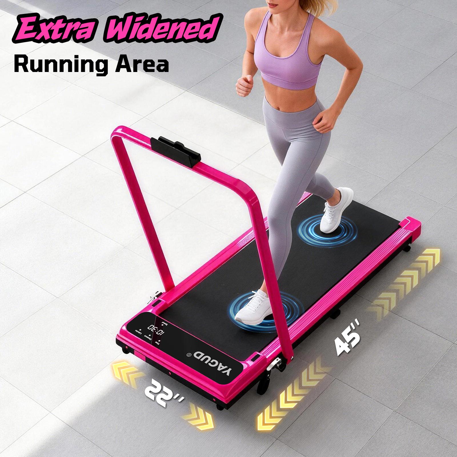 【Dragon Fruit】YAGUD Foldable Walking Pad, 265lbs Weight Capacity Spacious Belt Treadmill , Low-Noise Motor, Dual Shock Absorption, Remote Control, Wheels for Easy Moving
