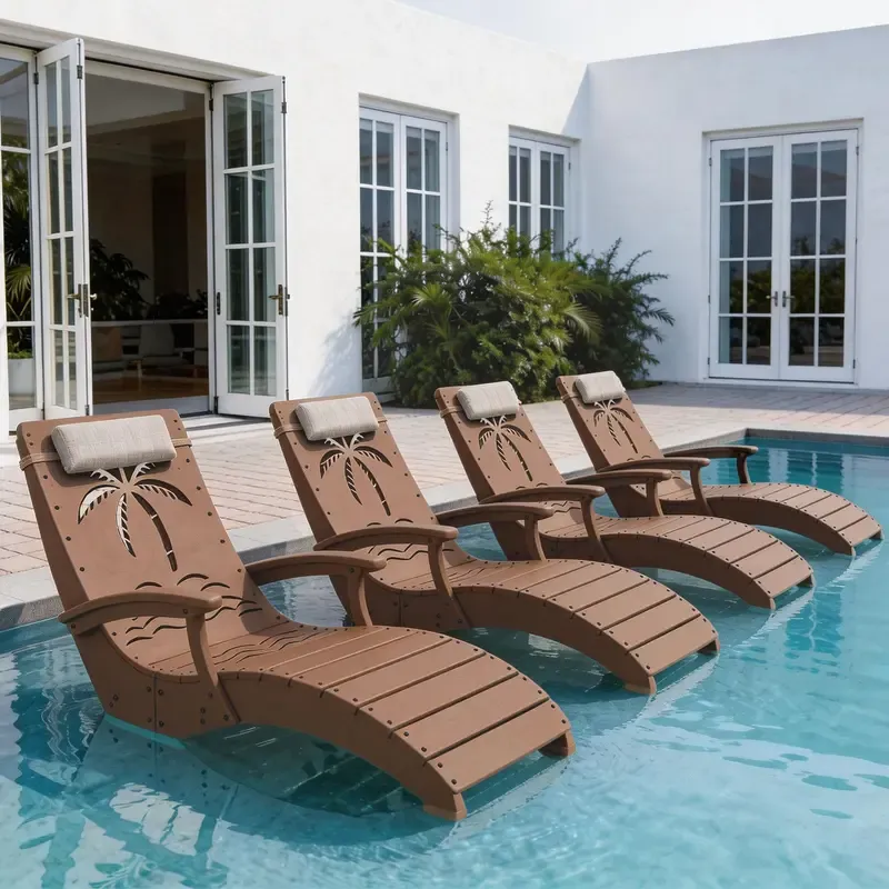 Set de 2/4/6 Tumbonas Plegables para Piscina, con Reposabrazos, Reposacabezas y Sacos de Arena, Resistentes a los Rayos UV y al Clima, para Jardín, Playa y Patio