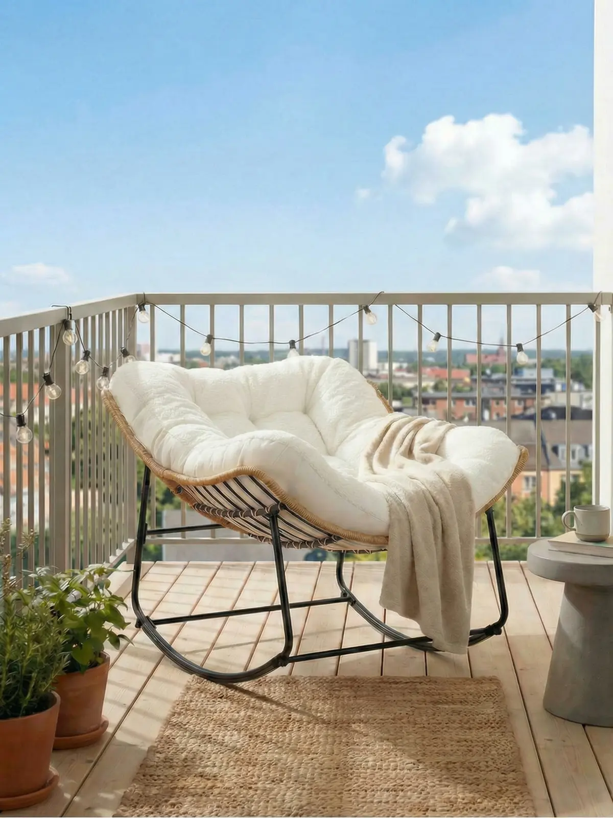 Silla mecedora de gran tamaño para interiores y exteriores: cómoda silla Papasan